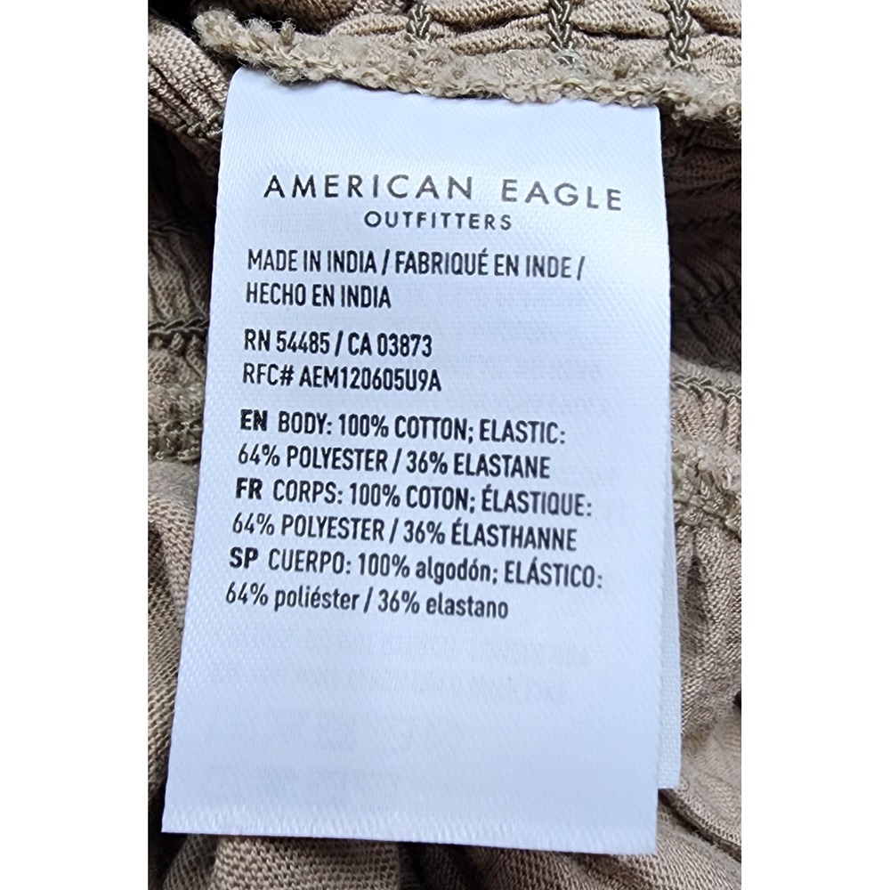 American Eagle Tan Smocked Tiered Ruffle Mini Dress Cotton NWT Medium Party - Picture 5 of 7